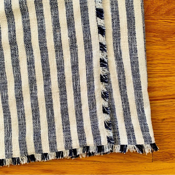 CLEARANCE Banana Republic—Navy White Stripes, Tweed Pencil Skirt, Raw Edge - Picture 6 of 10